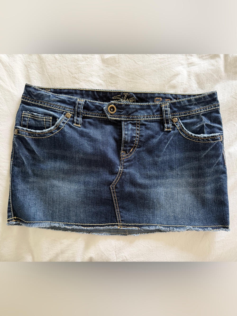 Silver Jean Mini Skirt